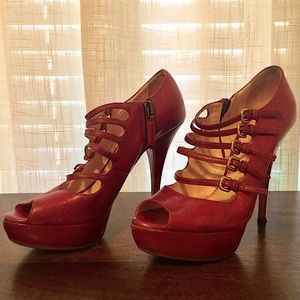 Vintage Prada Dark Red Leather Pumps Size 37.5